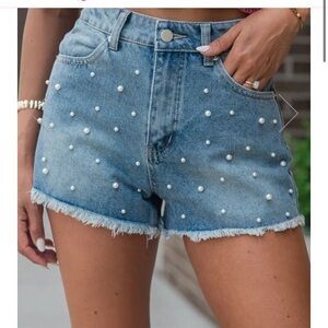 Pink Lily Pearl jean shorts